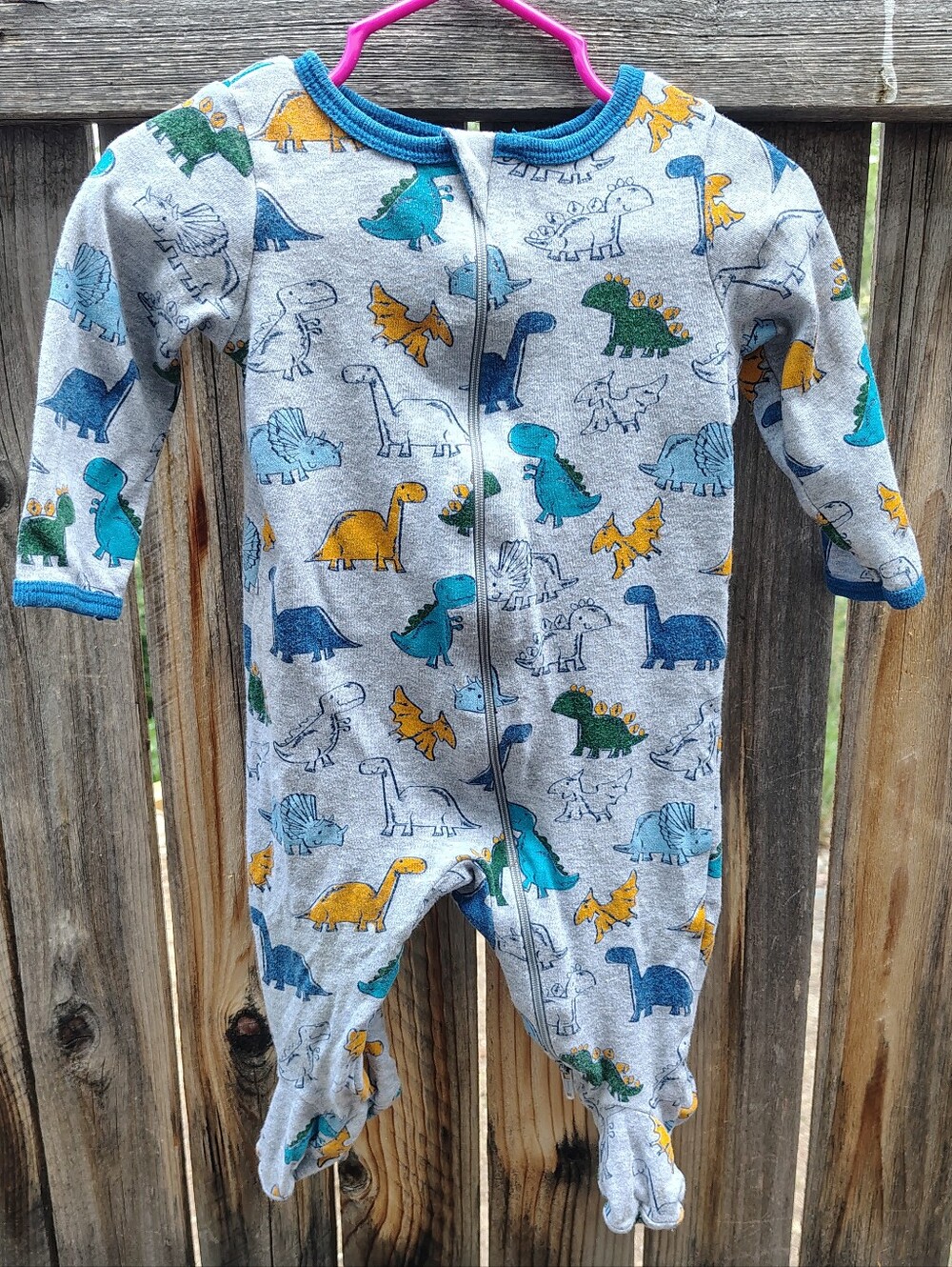 Garanimals 3-6m Grey Dino Print Zipper Footed One-Piece for